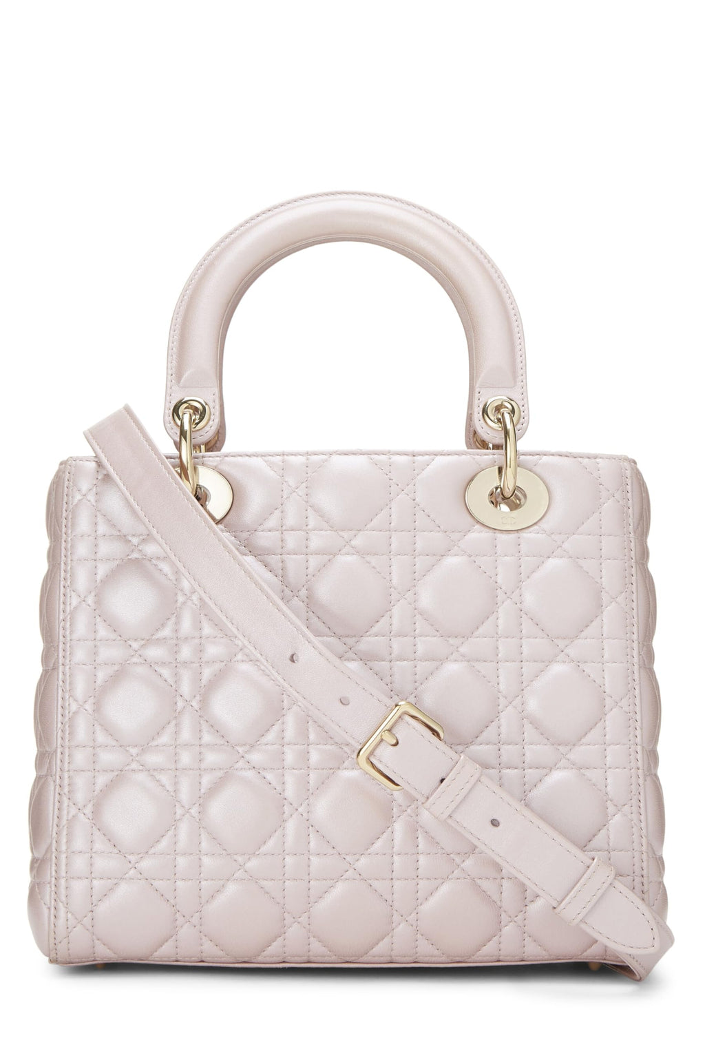 Dior,  Pearly Pink Cannage Quilted Lambskin Lady Dior Medium, Pink