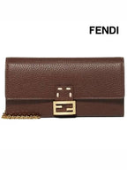 Fendi Baguette Chain Long Wallet Brown