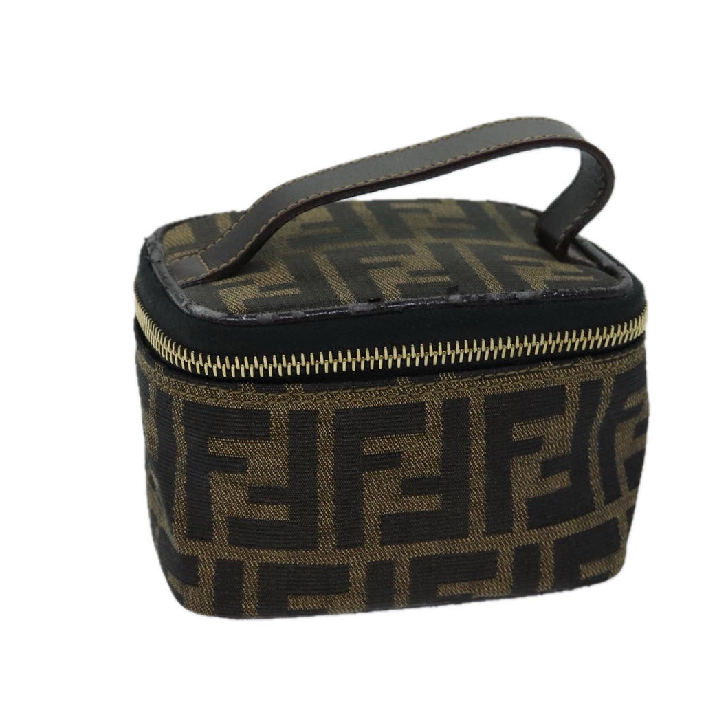 FENDI Zucca Canvas Vanity Cosmetic Pouch Brown Black71829
