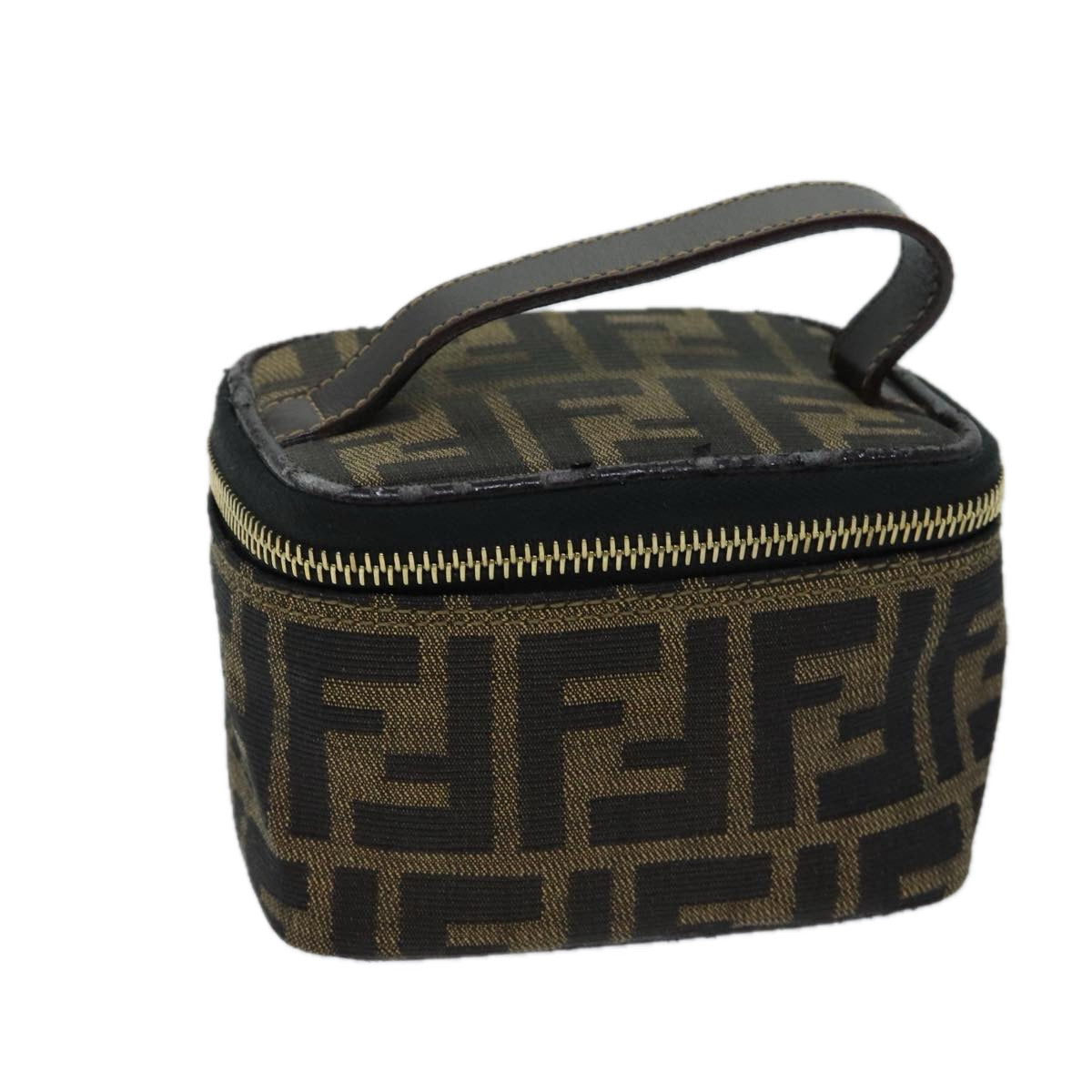 FENDI Zucca Canvas Vanity Cosmetic Pouch Brown Black71829