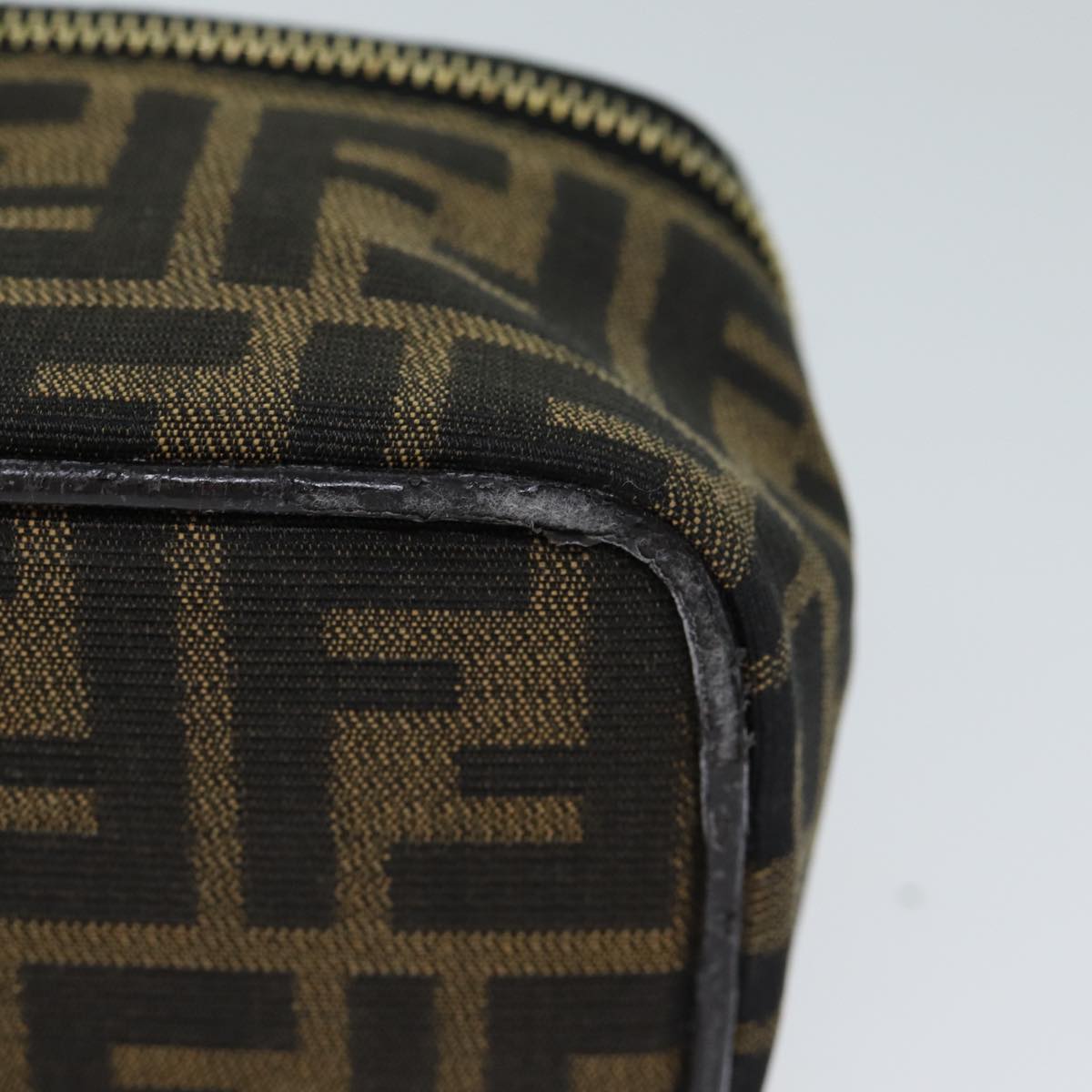 FENDI Zucca Canvas Vanity Cosmetic Pouch Brown Black71829