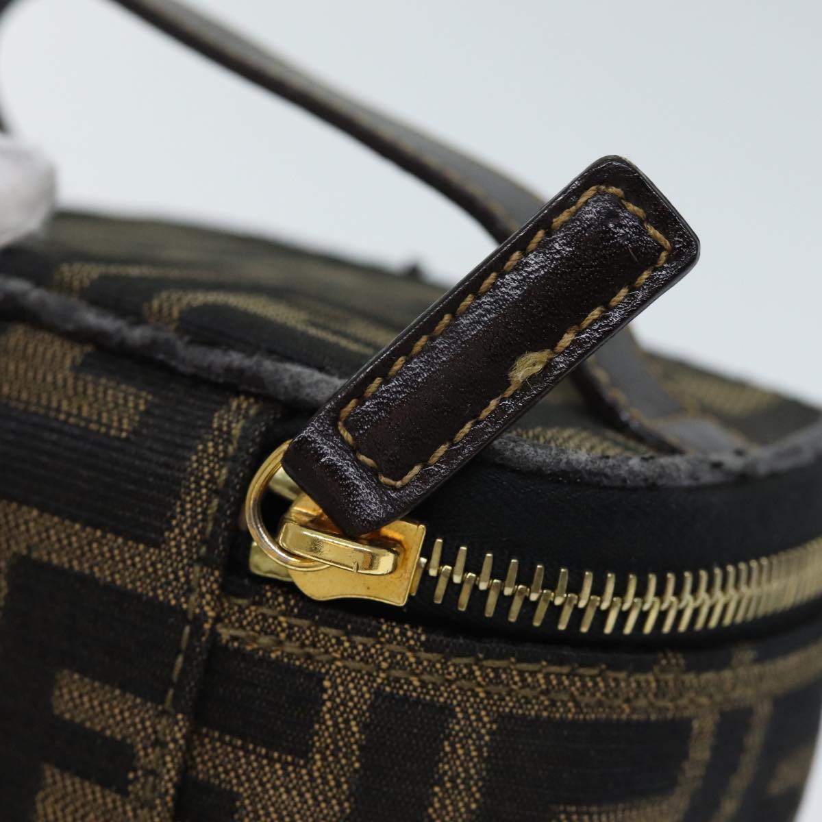 FENDI Zucca Canvas Vanity Cosmetic Pouch Brown Black71829