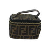 FENDI Zucca Canvas Vanity Cosmetic Pouch Brown Black71829