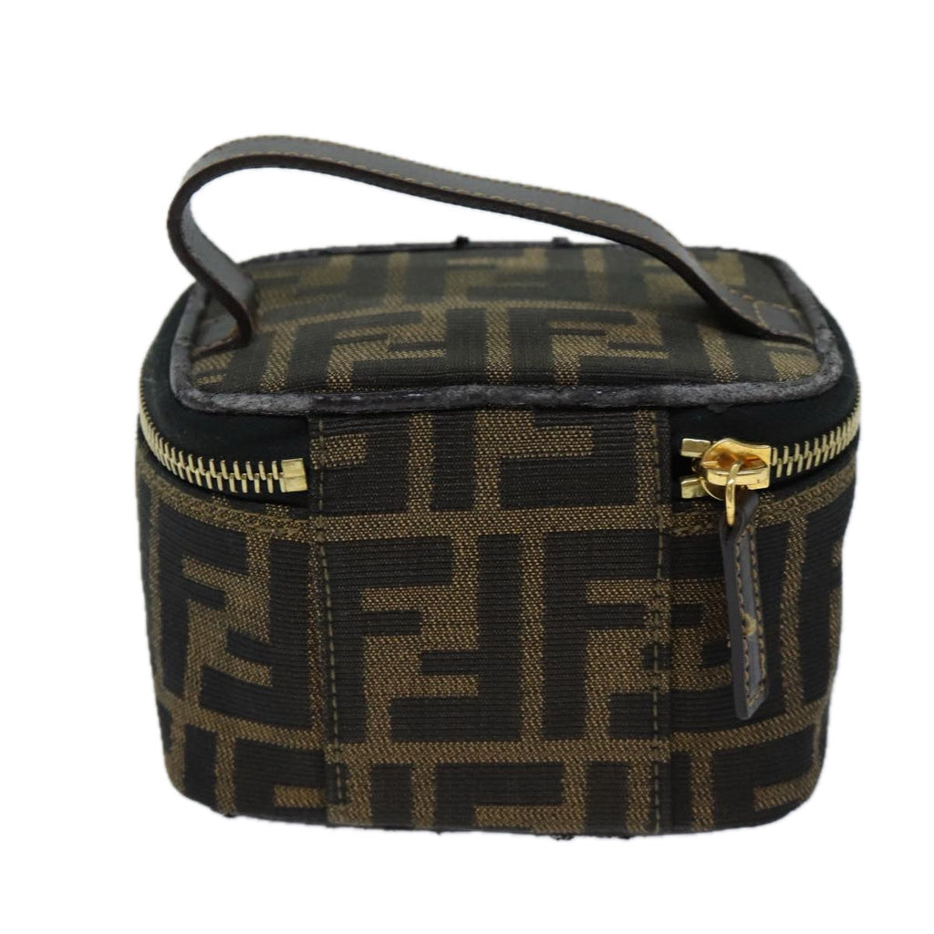 FENDI Zucca Canvas Vanity Cosmetic Pouch Brown Black71829