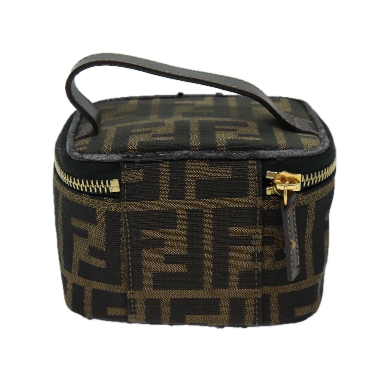 FENDI Zucca Canvas Vanity Cosmetic Pouch Brown Black71829