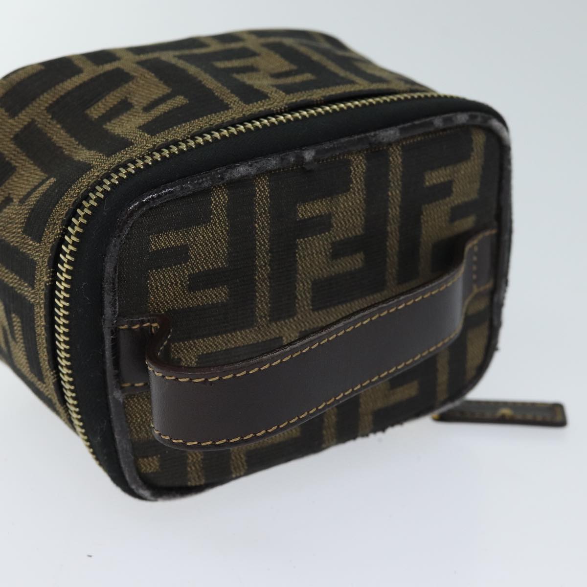FENDI Zucca Canvas Vanity Cosmetic Pouch Brown Black71829