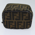 FENDI Zucca Canvas Vanity Cosmetic Pouch Brown Black71829