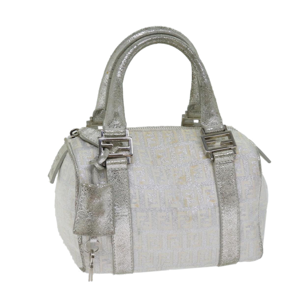FENDI Zucchino Canvas Hand Bag Silver71836