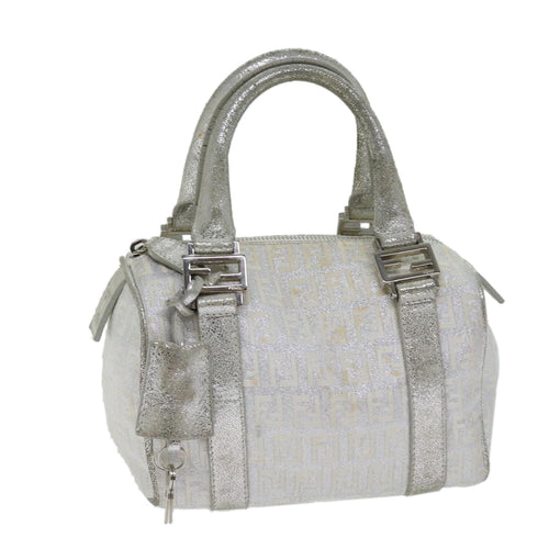 FENDI Zucchino Canvas Hand Bag Silver71836