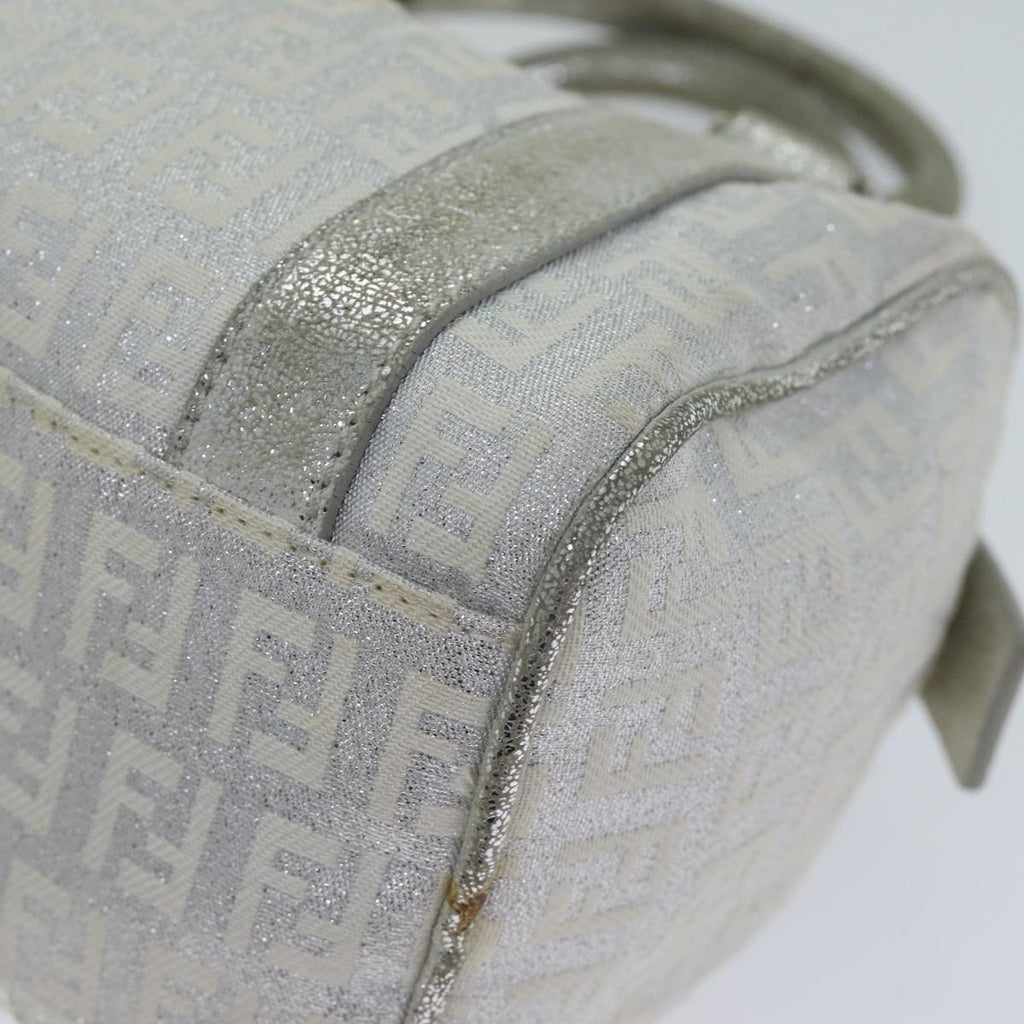 FENDI Zucchino Canvas Hand Bag Silver71836