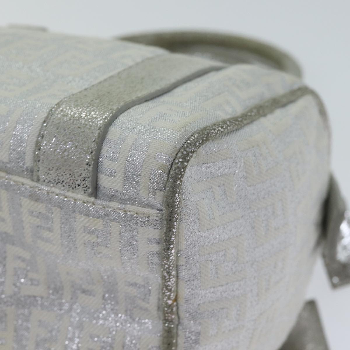 FENDI Zucchino Canvas Hand Bag Silver71836