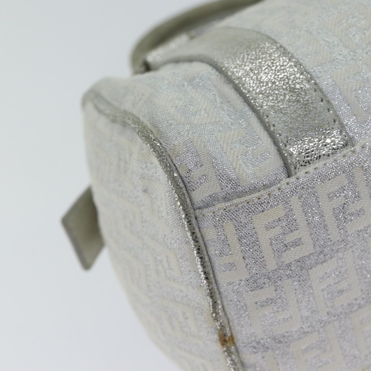 FENDI Zucchino Canvas Hand Bag Silver71836