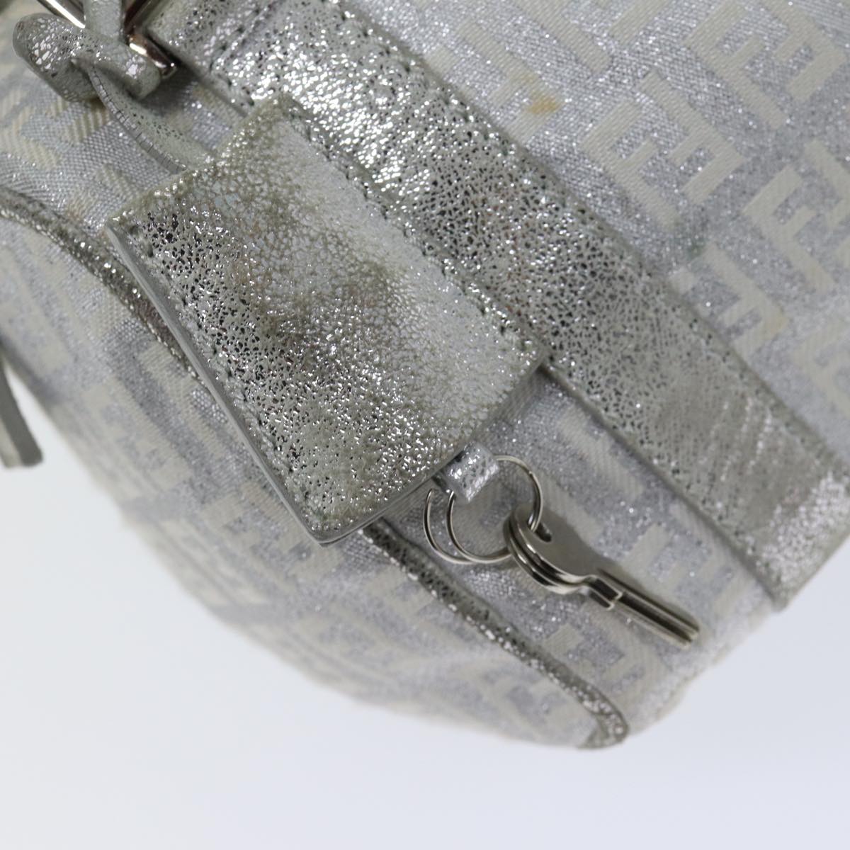 FENDI Zucchino Canvas Hand Bag Silver71836