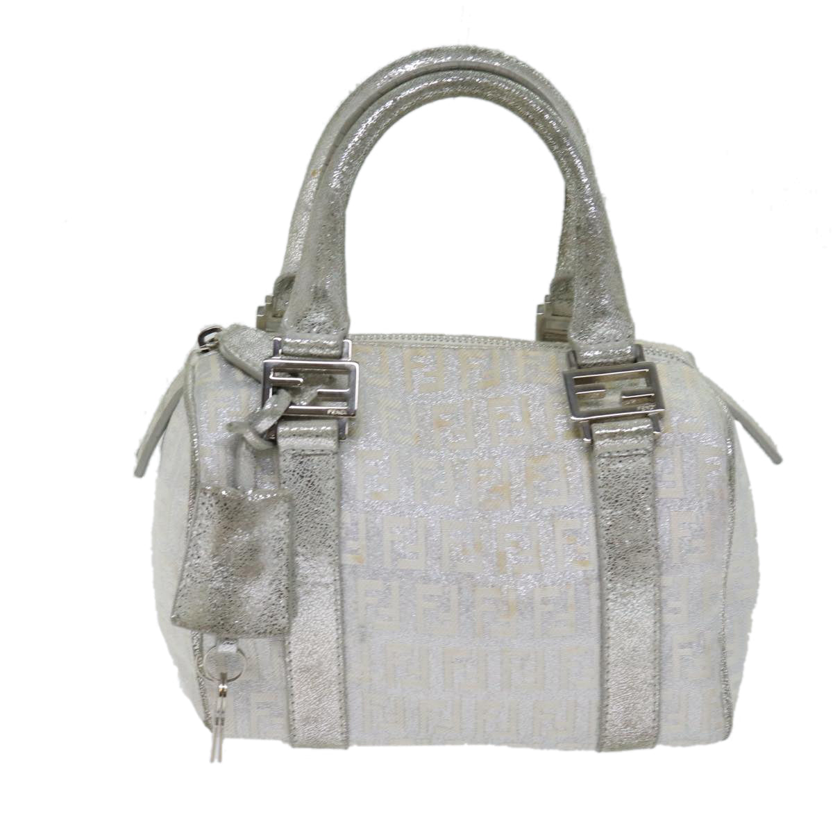FENDI Zucchino Canvas Hand Bag Silver71836