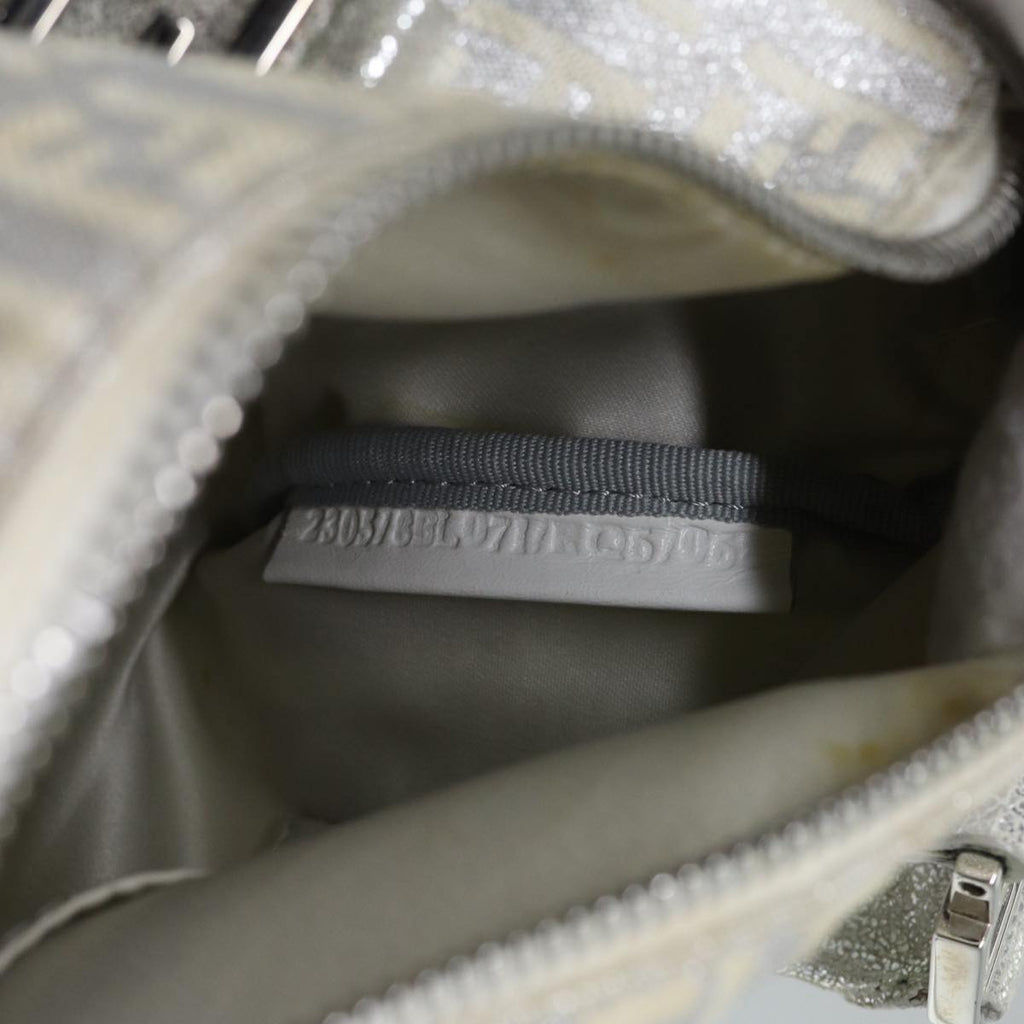 FENDI Zucchino Canvas Hand Bag Silver71836