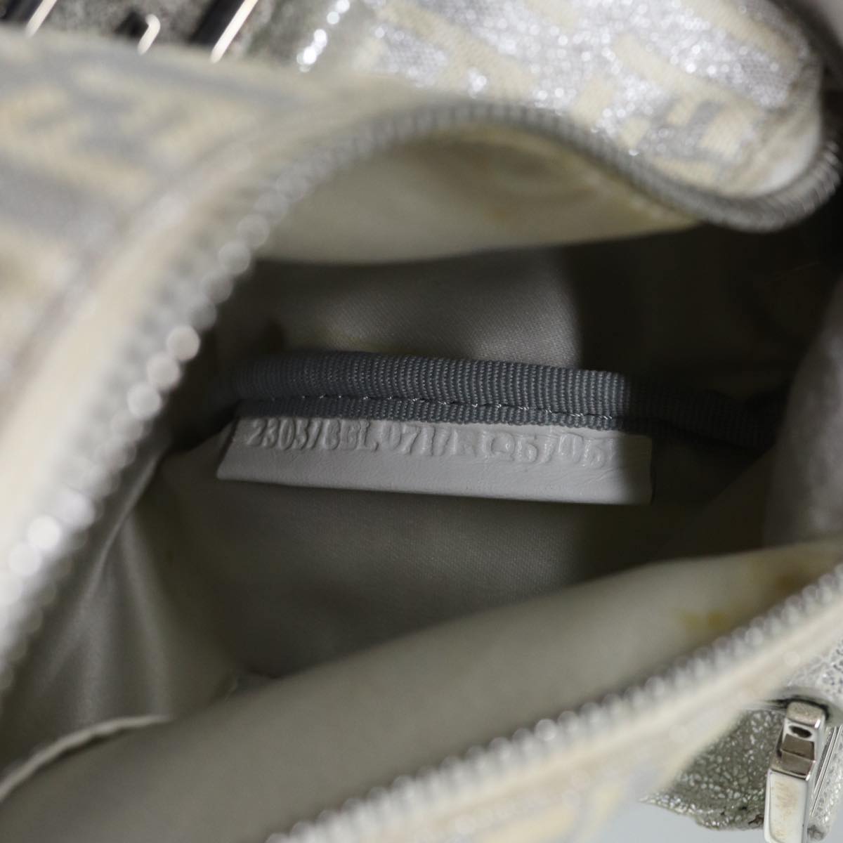 FENDI Zucchino Canvas Hand Bag Silver71836