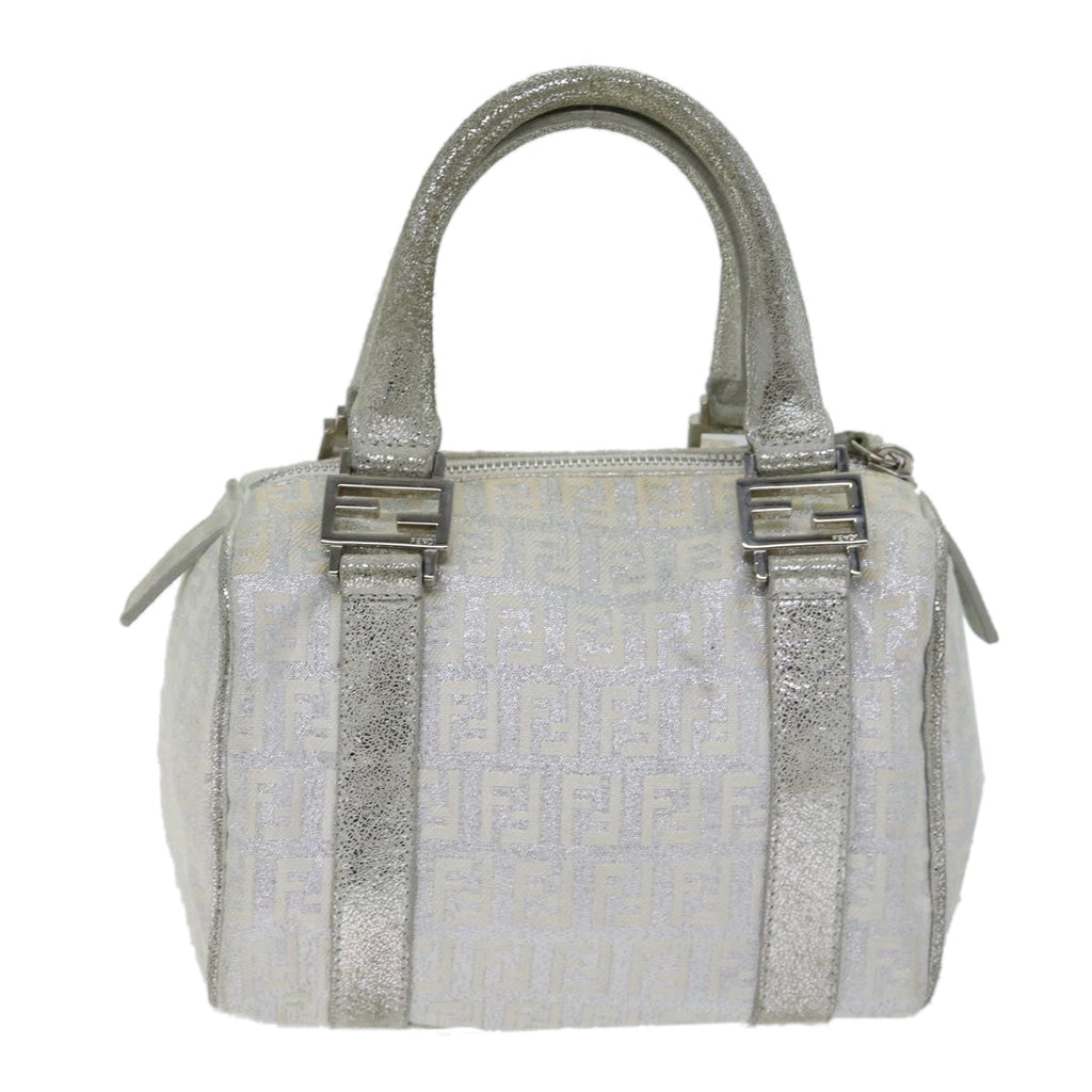 FENDI Zucchino Canvas Hand Bag Silver71836