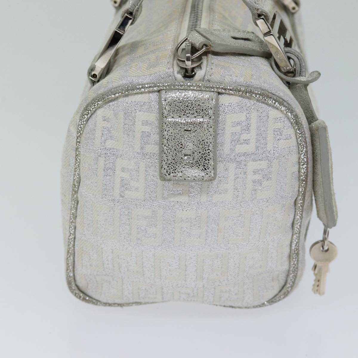 FENDI Zucchino Canvas Hand Bag Silver71836