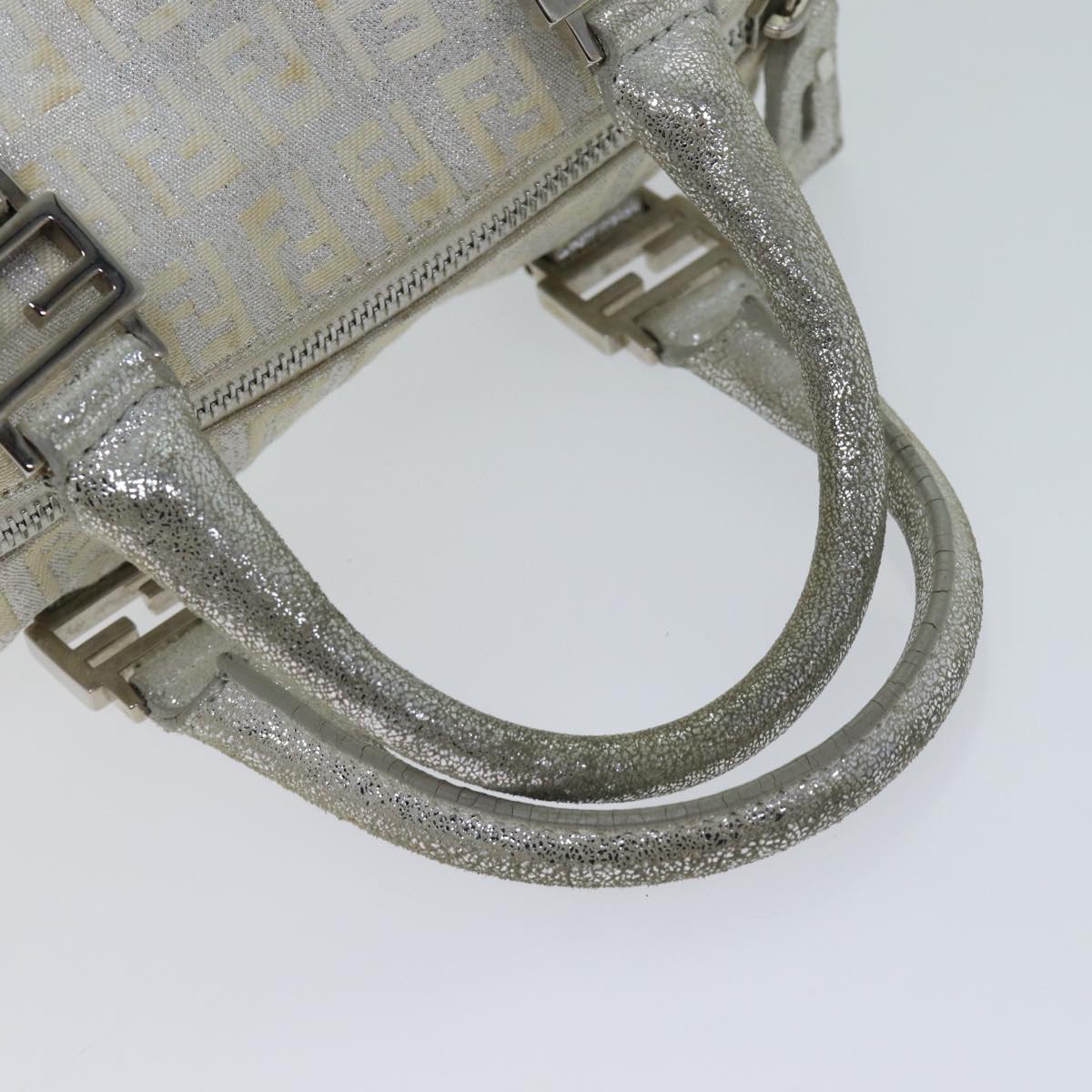 FENDI Zucchino Canvas Hand Bag Silver71836