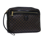 CELINE Macadam Canvas Clutch Bag PVC Brown Black Auth 71880