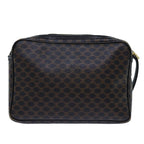 CELINE Macadam Canvas Clutch Bag PVC Brown Black Auth 71880