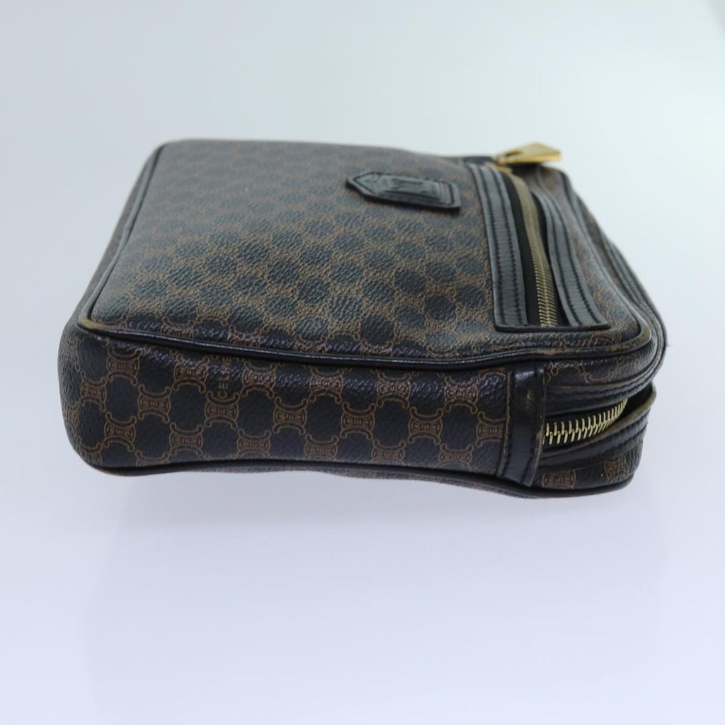 CELINE Macadam Canvas Clutch Bag PVC Brown Black Auth 71880
