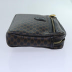 CELINE Macadam Canvas Clutch Bag PVC Brown Black Auth 71880