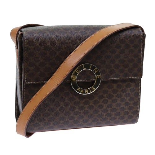 CELINE Macadam Canvas Shoulder Bag PVC Brown  71881