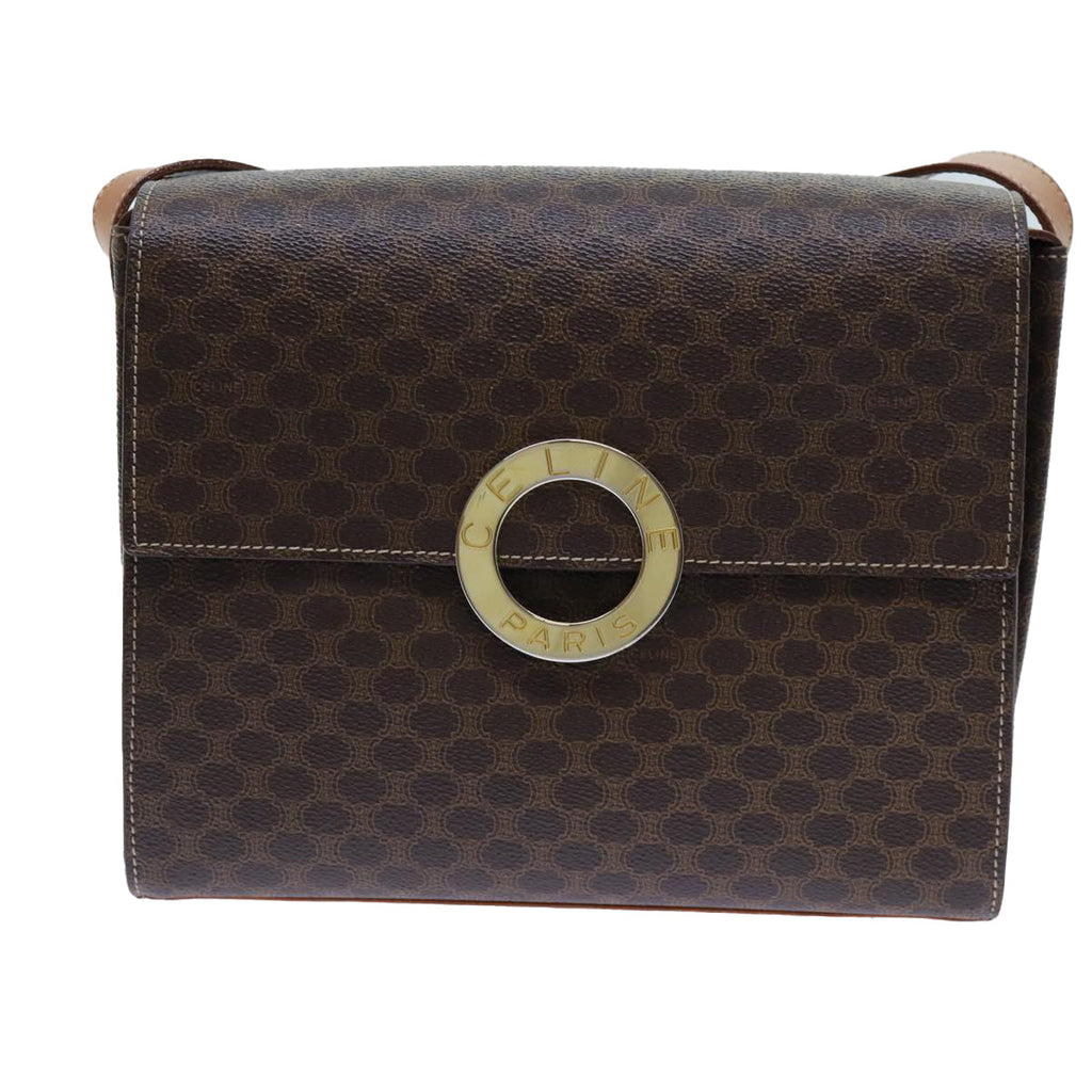 CELINE Macadam Canvas Shoulder Bag PVC Brown  71881