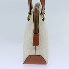 CELINE Macadam Canvas Hand Bag PVC White Brown Auth 71884