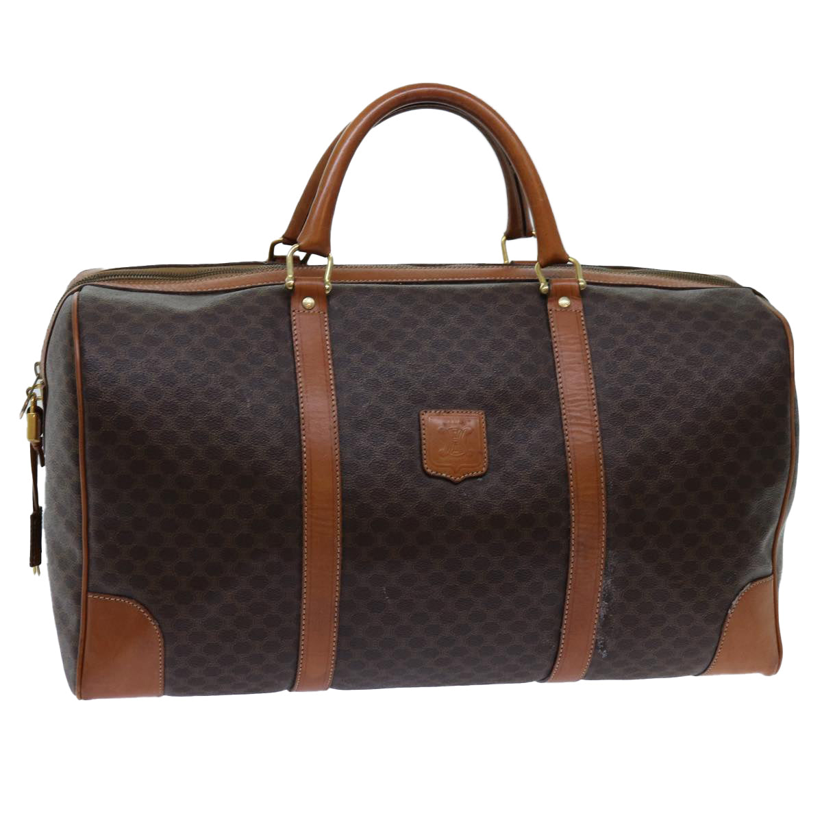 CELINE Macadam Canvas Boston Bag PVC Brown  71886