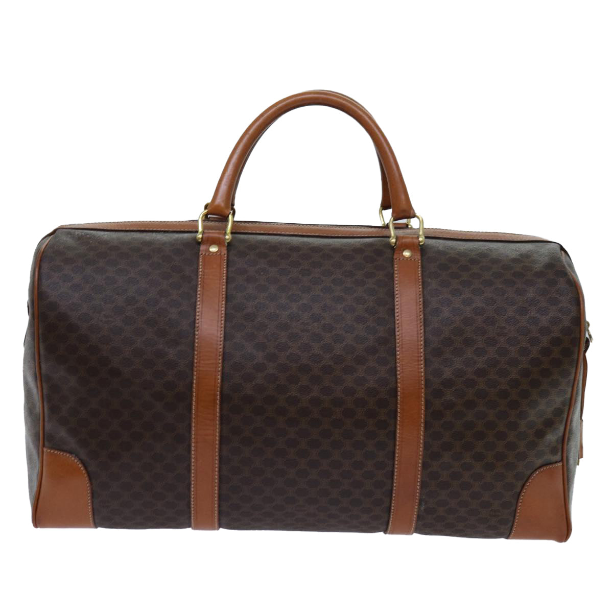 CELINE Macadam Canvas Boston Bag PVC Brown  71886