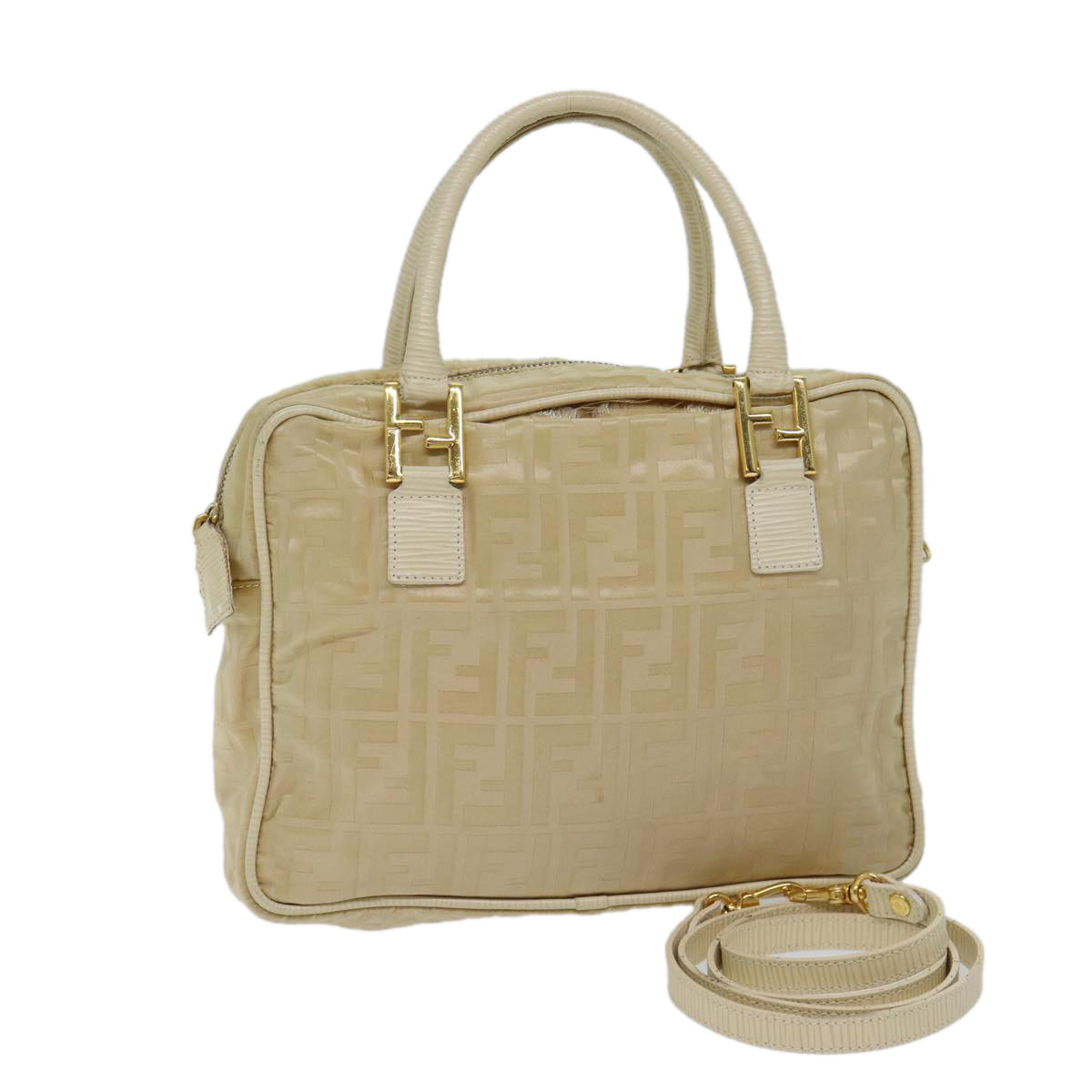 FENDI Zucca Canvas Hand Bag 2way Cream71902