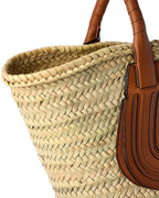 Chloe Marcie Medium Raffia & Leather Basket Tote