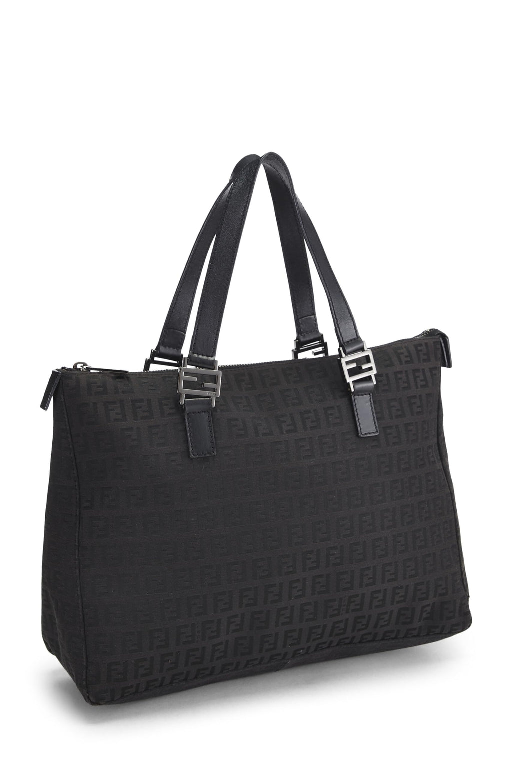 Fendi,  Black Zucchino Canvas Tote Small, Black