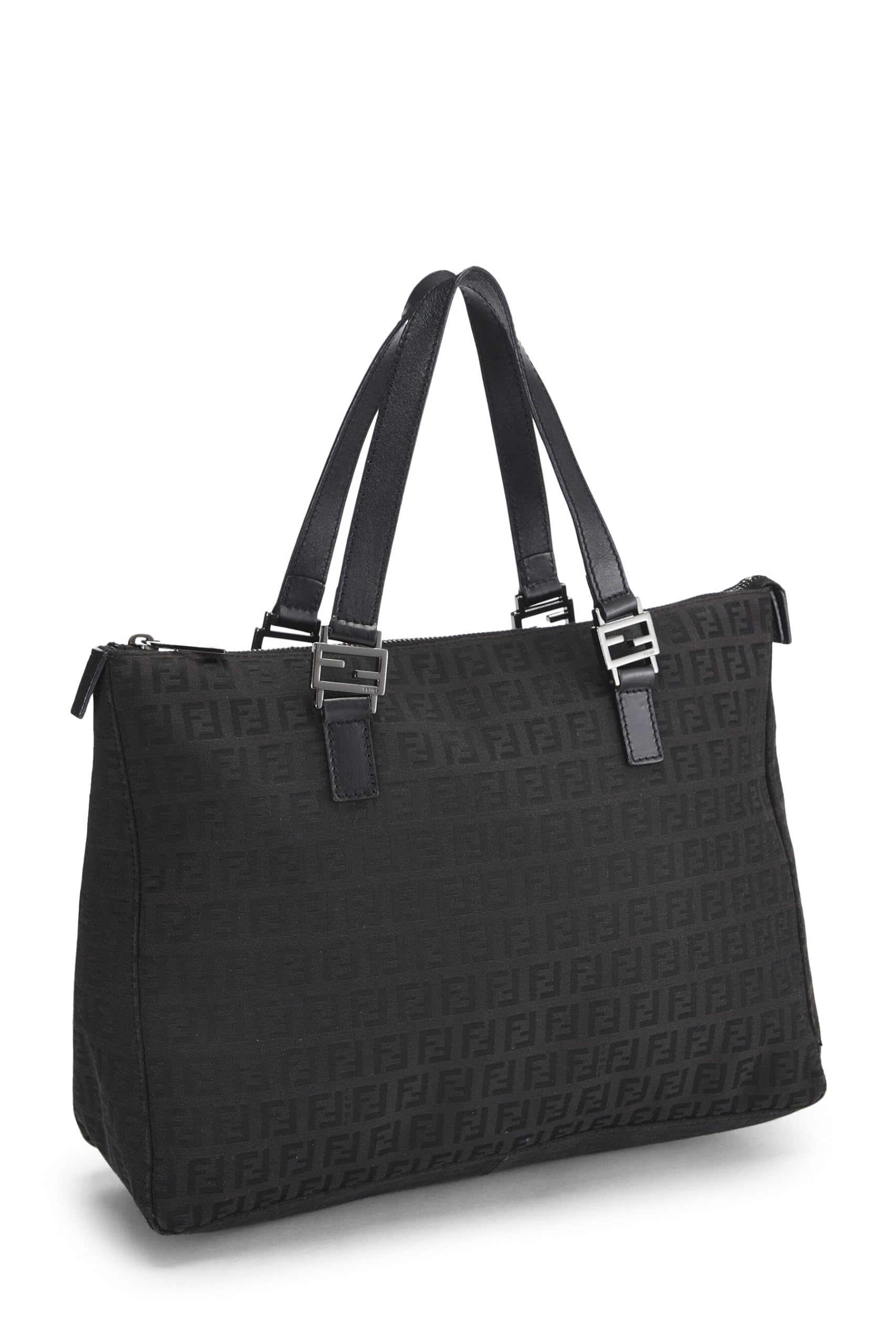 Fendi,  Black Zucchino Canvas Tote Small, Black