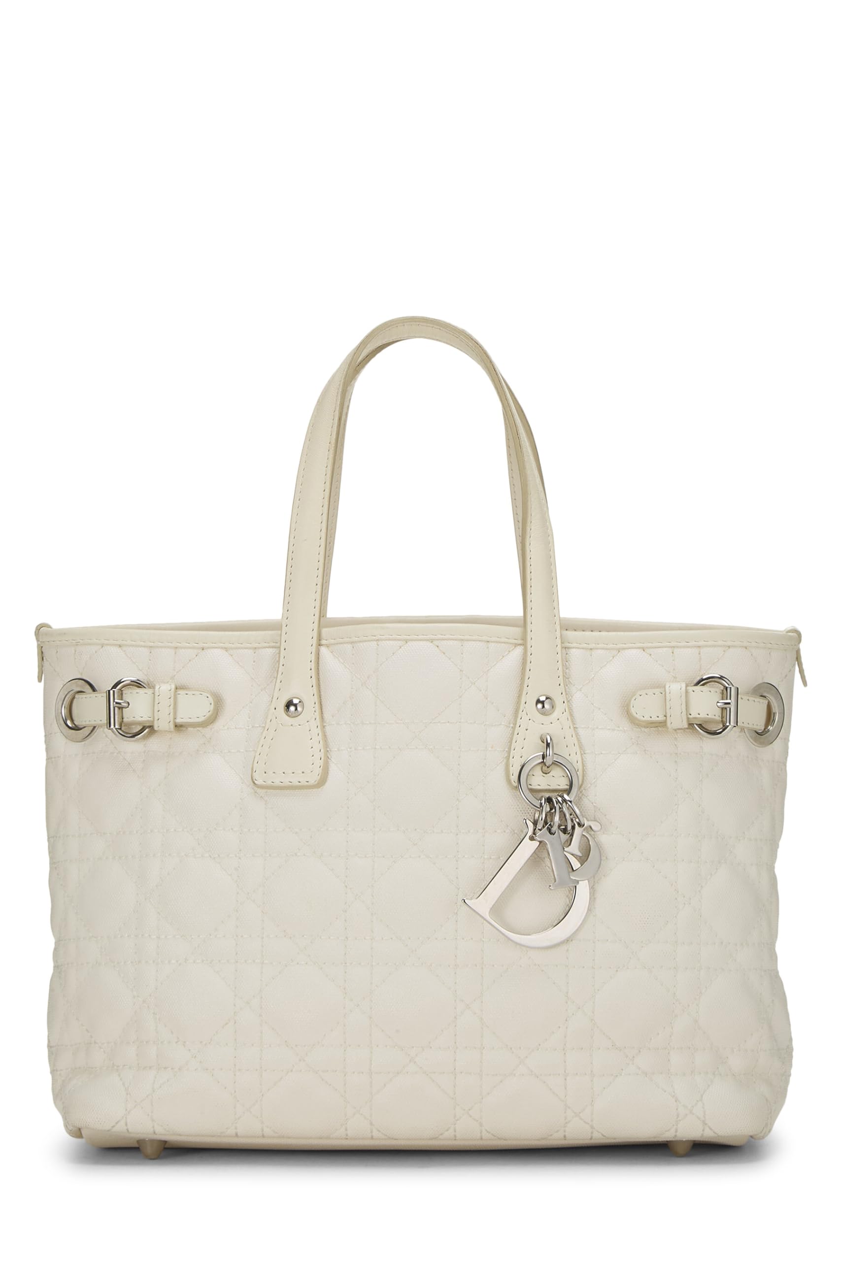 Dior,  White Cannage Coated Canvas Panarea Tote Small, White