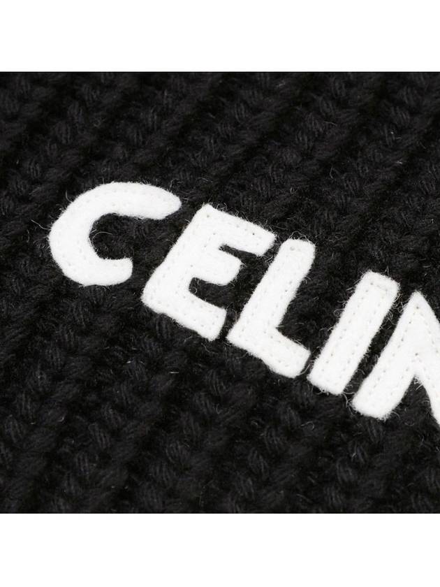 CELINE Logo Ribbed Wool Muffler Black