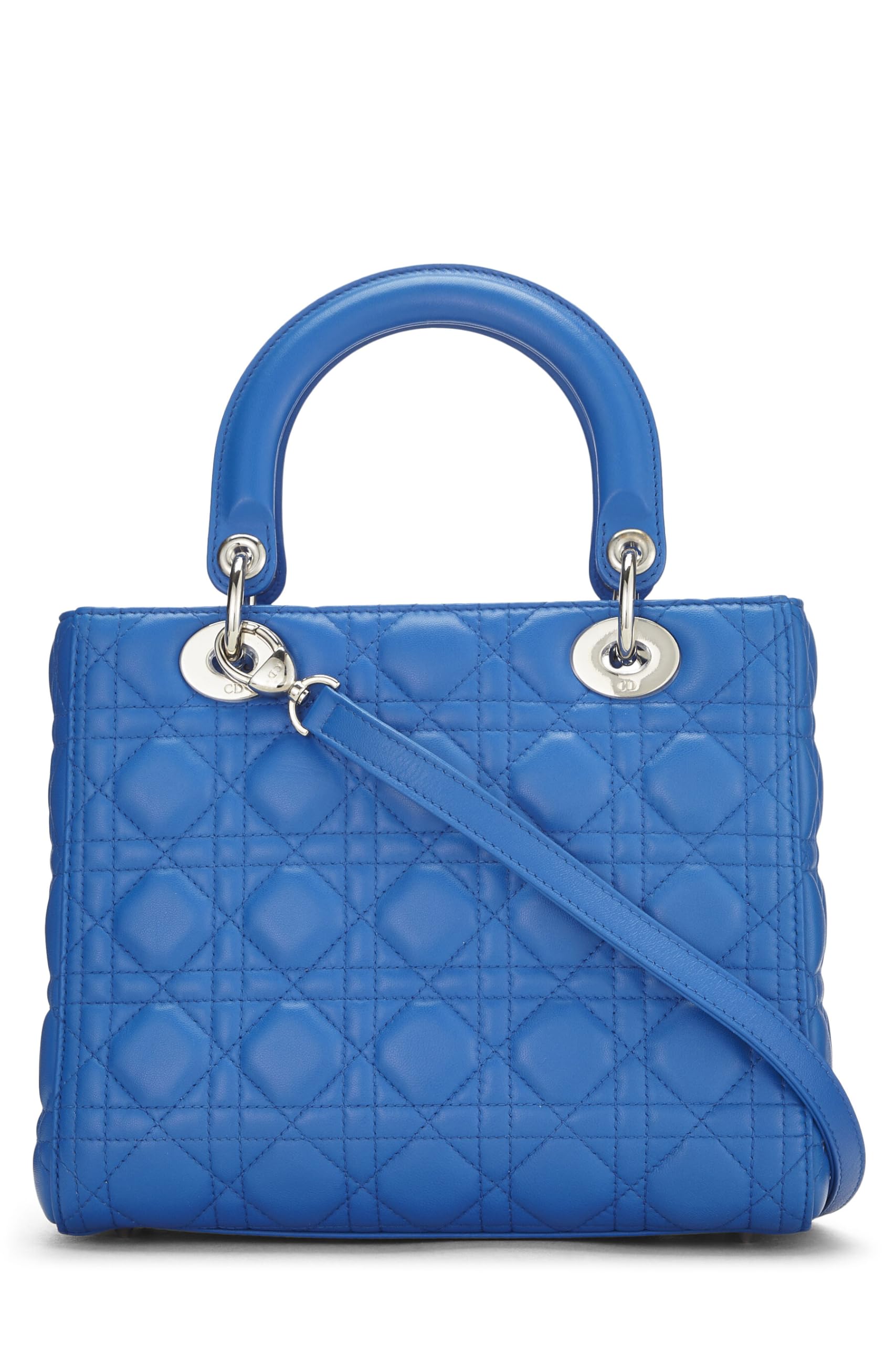 Dior,  Blue Cannage Quilted Lambskin Lady Dior Medium, Blue
