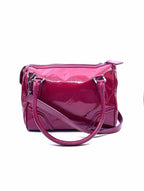 BURBERRY Raspberry Patent Leather Plaid Handbag
