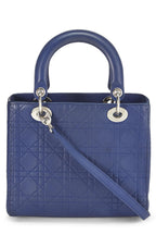Dior,  Matte Blue Cannage Calfskin Lady Dior Medium, Blue