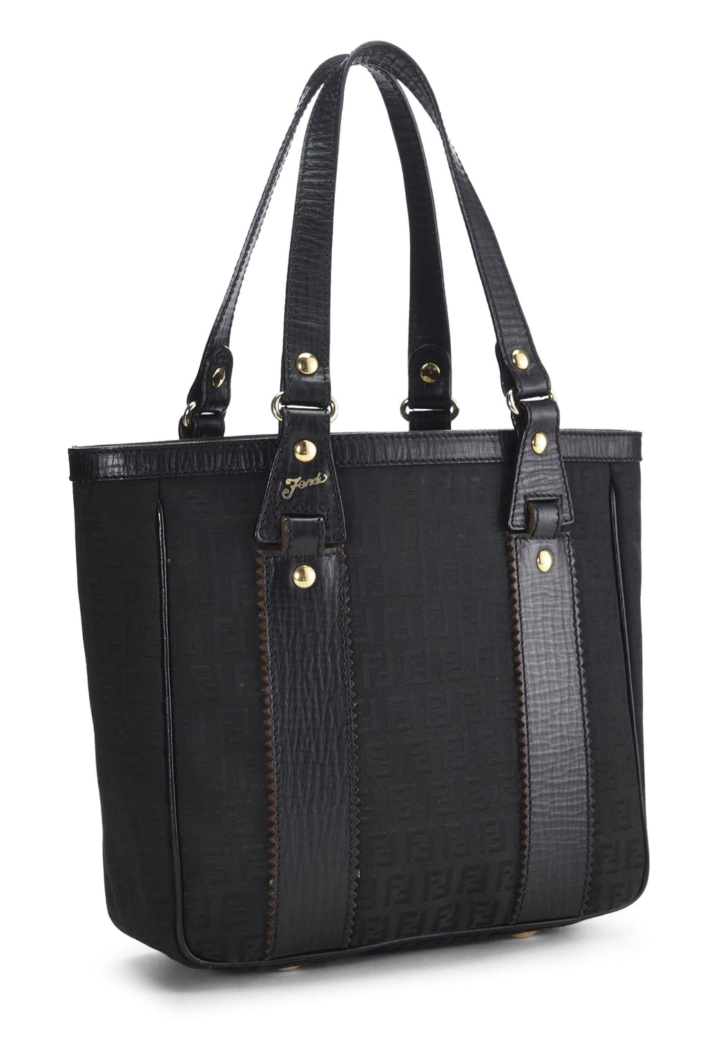 Fendi,  Black Zucchino Canvas Tote Small, Black