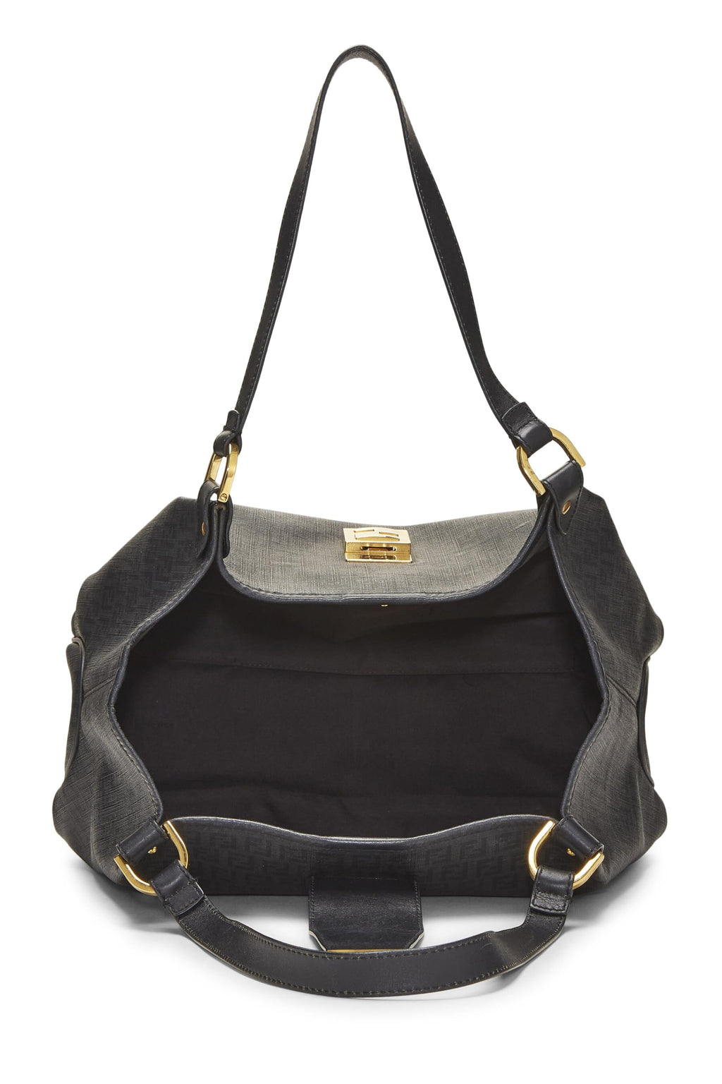 Fendi,  Black Zucchino Chiusura Tote, Black