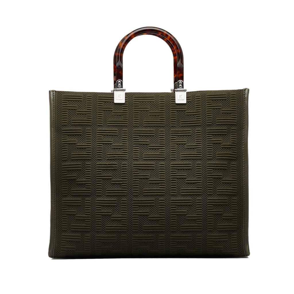 Green Fendi Medium Zucca Sunshine Shopper Tote Satchel