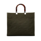 Green Fendi Medium Zucca Sunshine Shopper Tote Satchel