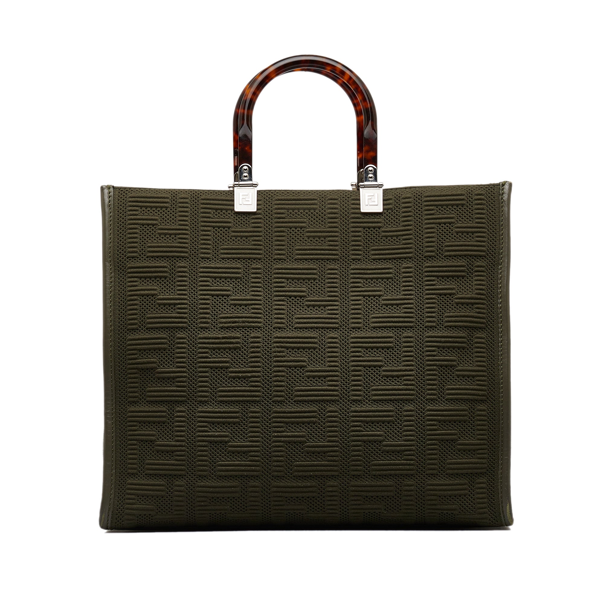 Green Fendi Medium Zucca Sunshine Shopper Tote Satchel