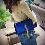 Saint Laurent Blue Calfskin Small Monogram Kate Tassel Bag TWS