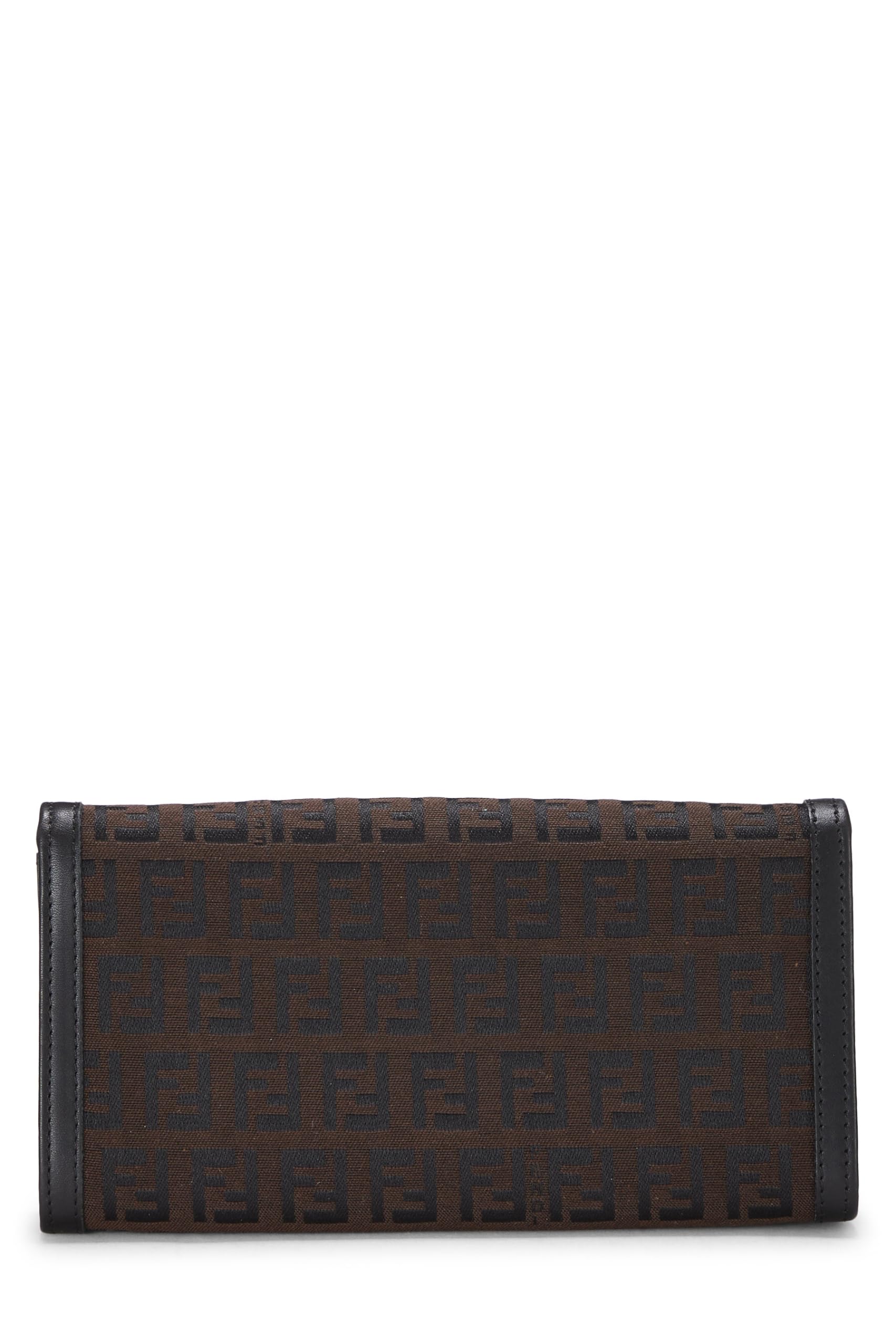 Fendi,  Brown Zucchino Canvas Long Wallet, Brown