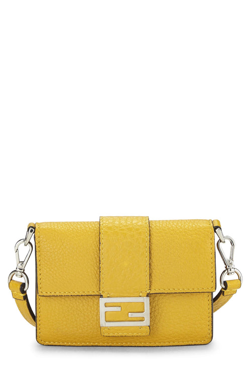 Fendi,  Yellow Calfskin Flat Baguette Micro, Yellow