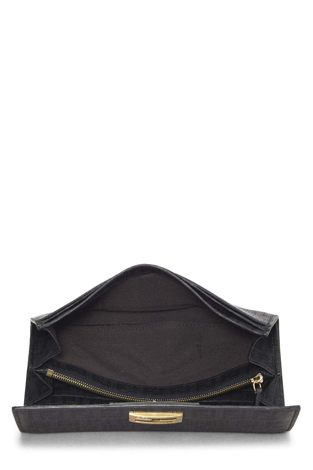 Fendi,  Black Zucchino Coated Canvas Continental Wallet, Black